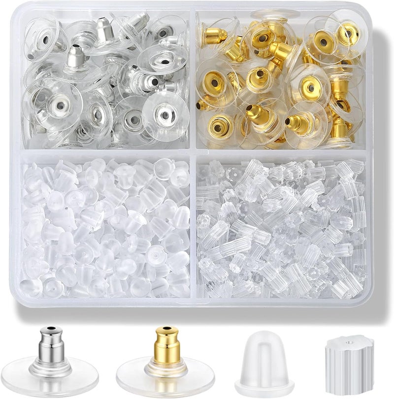 Formulen Earring Backs 4 Styles, Hypoallergenic Metal Earring Backs, Bullet Shape Safety Backing Replacements for Studs Hoops - Image 1